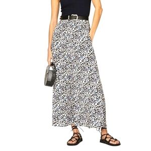 Zadig & Voltaire Judith Crinkle Midi Skirt Blue Floral Print Size‎ 34